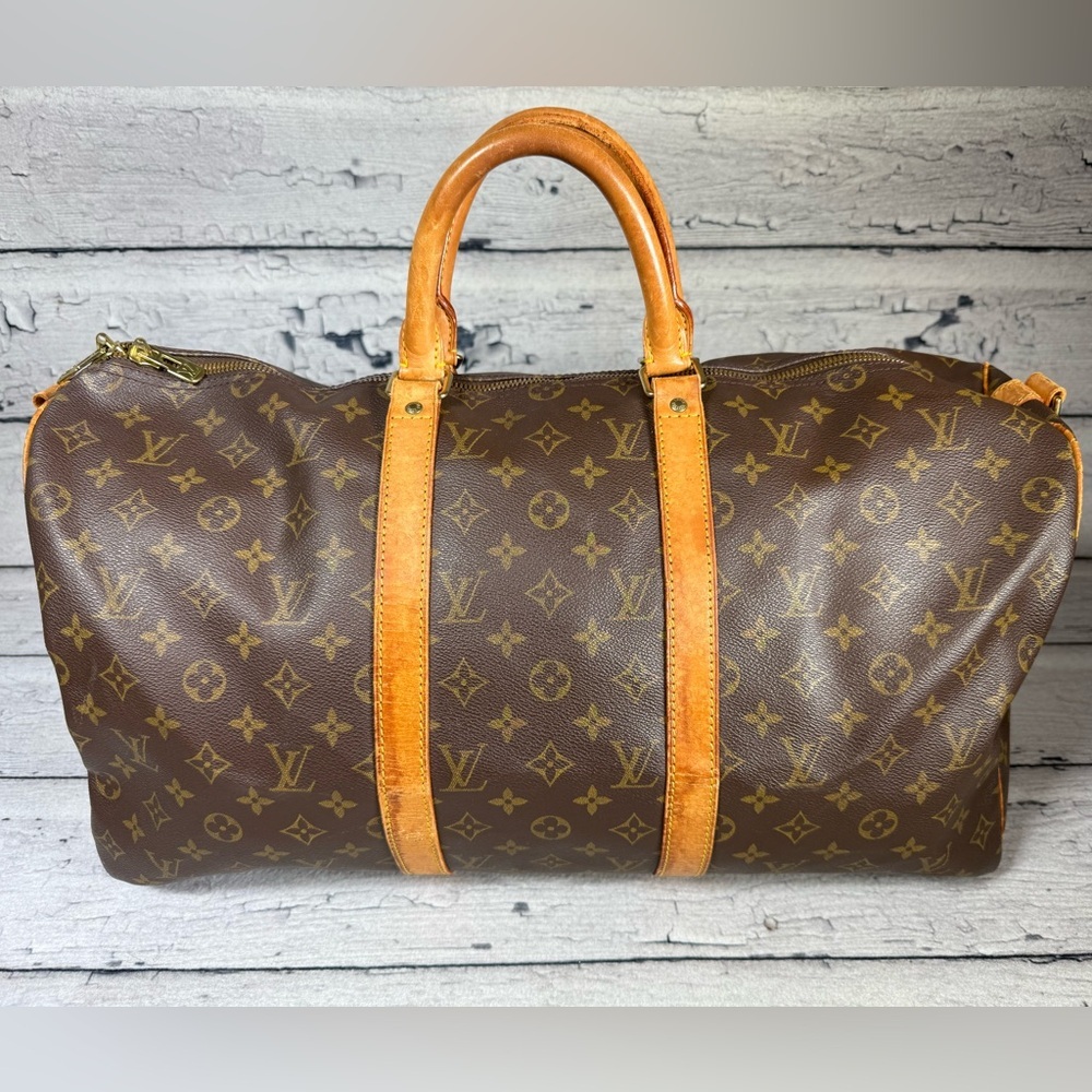 Louis Vuitton Keepall 50 Bandouliere brown monogram leather duffle travel bag - Picture 3 of 16